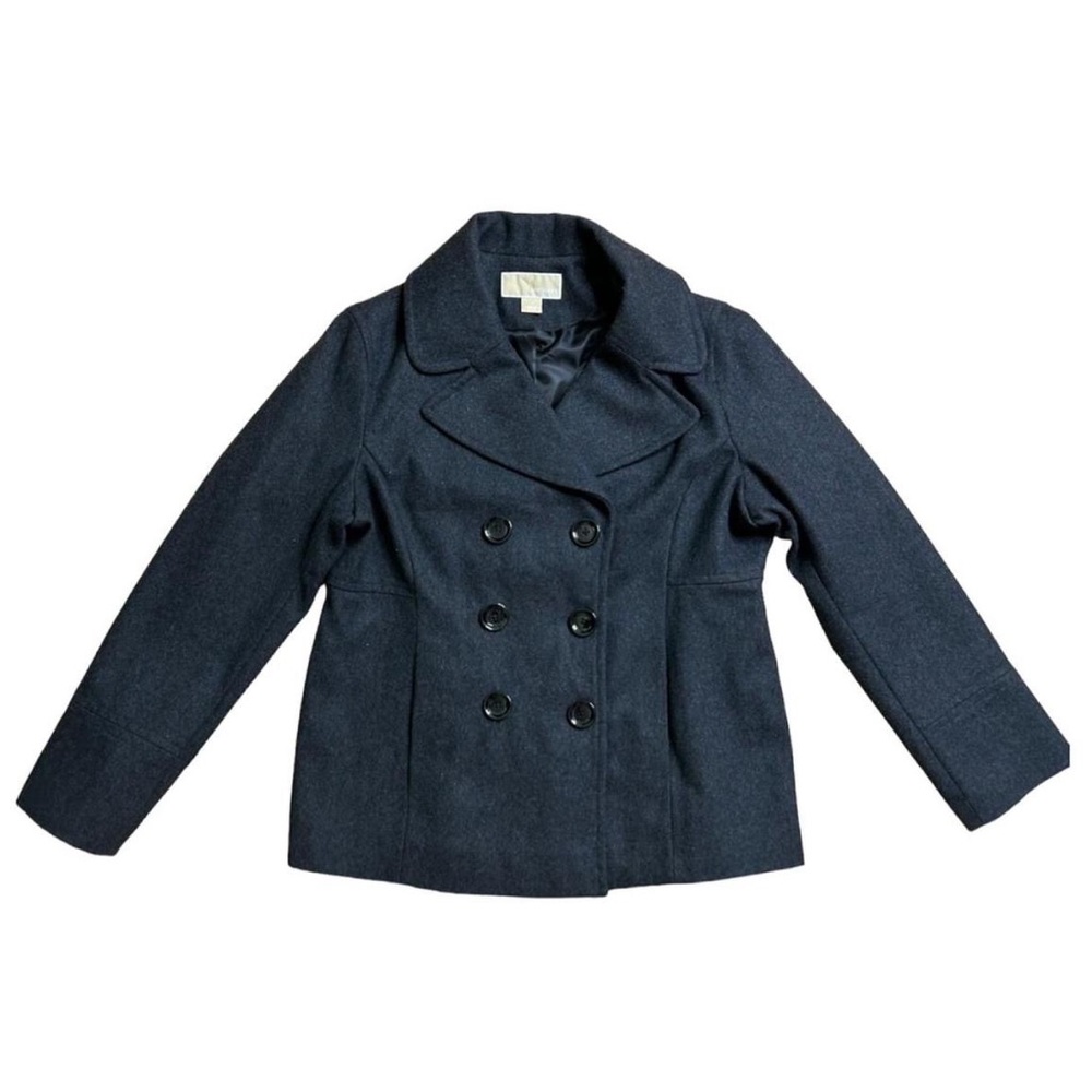 MICHAEL Michael Kors Wool Double Breasted Peacoat in Charcoal Gray